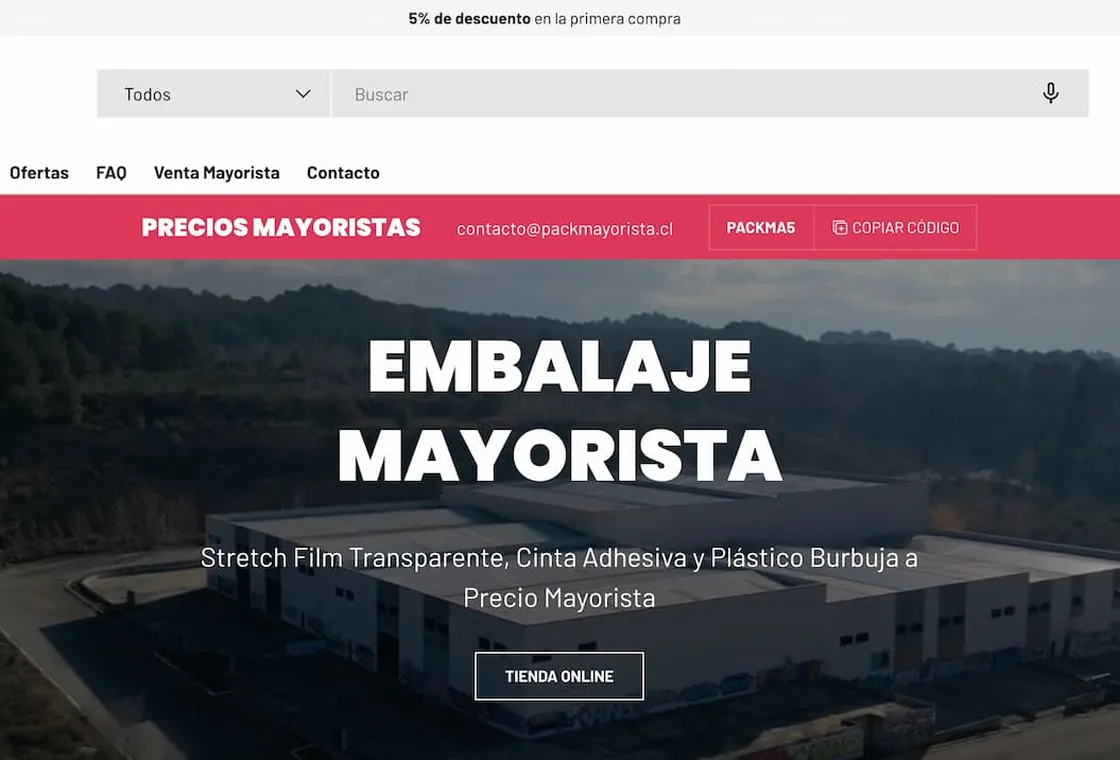 Sitio web de Pack Mayorista